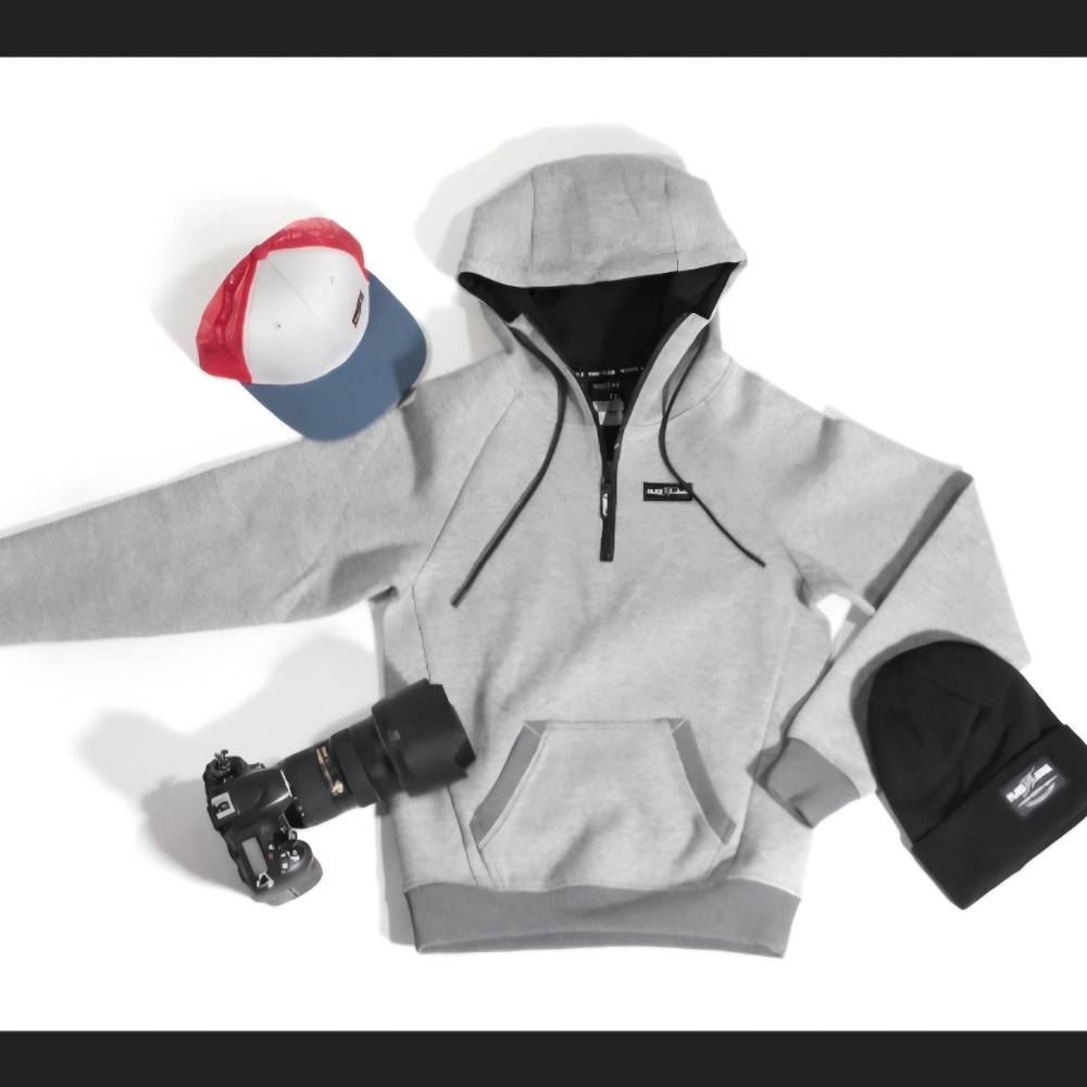 Flag Nor Fail 1/4 Zip Performance Fleece Pullover Gray Hoodie * Large * EUC !!